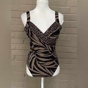 Miriclesuit tan & black print one piece swimsuit 12